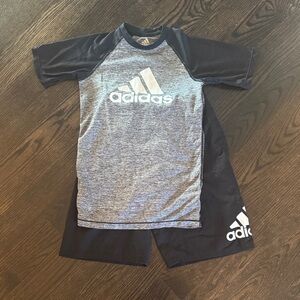 Adidas Kids Swim Rashguard Set - Gray and Black